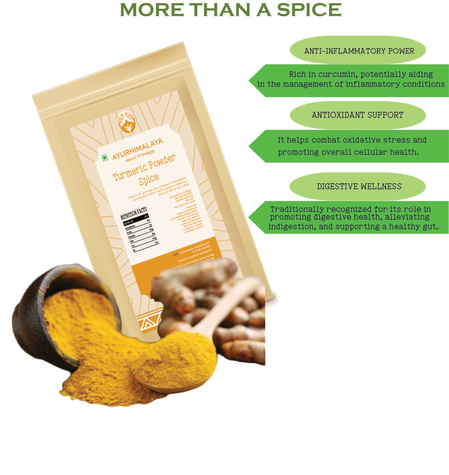 AyurHimalaya Himalayan Turmeric Powder: Golden Spice, Natural Goodness